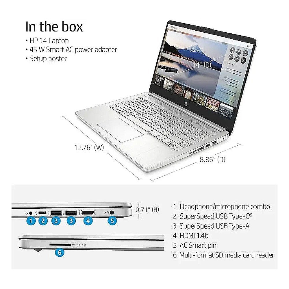HP Pavilion Laptop (2022 Model), 14in FHD IPS NonTouch Display, AMD Ryzen 3 3250U