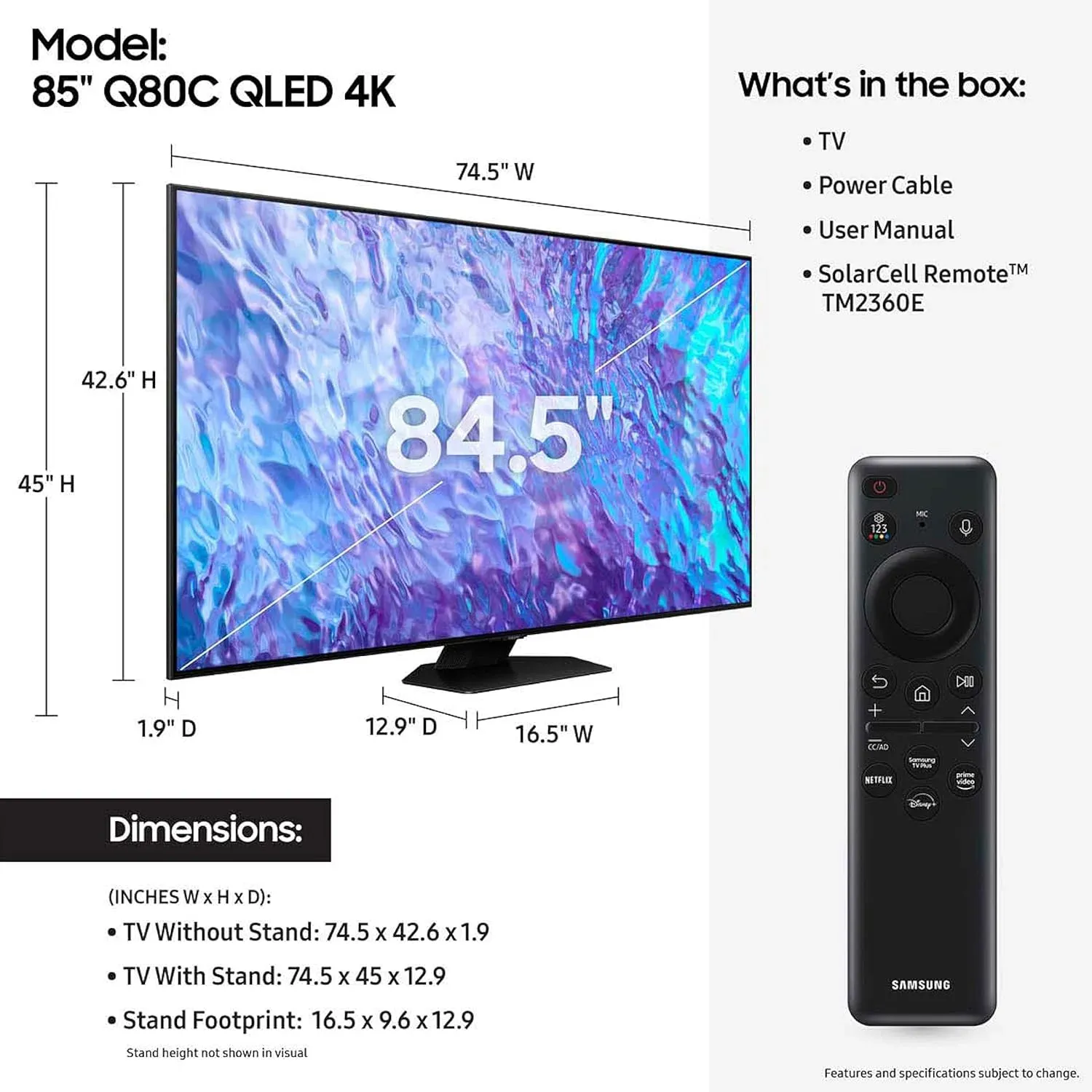 SAMSUNG 85-Inch Class QLED 4K Q80C Series