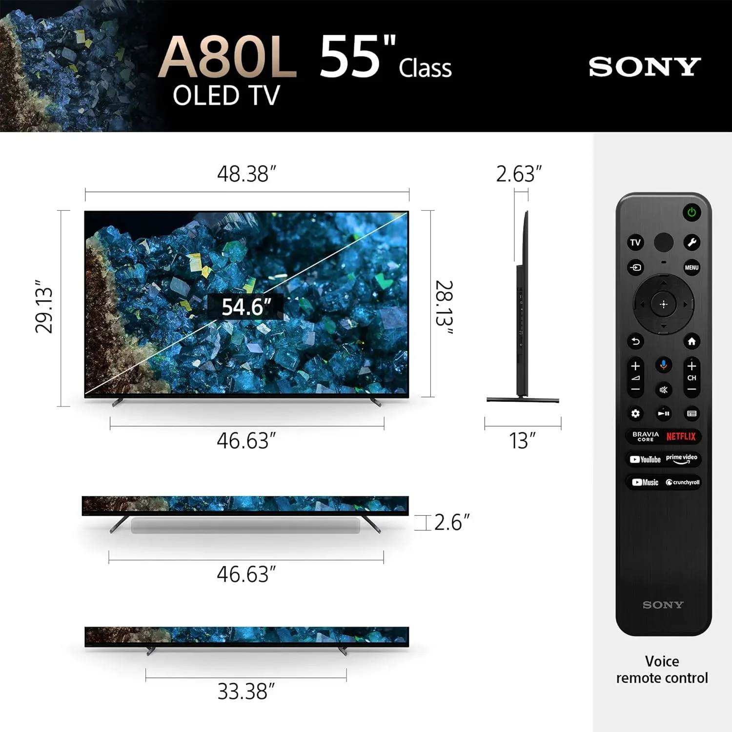 Sony OLED 55 inch BRAVIA XR A80L Series 4K Ultra HD TV