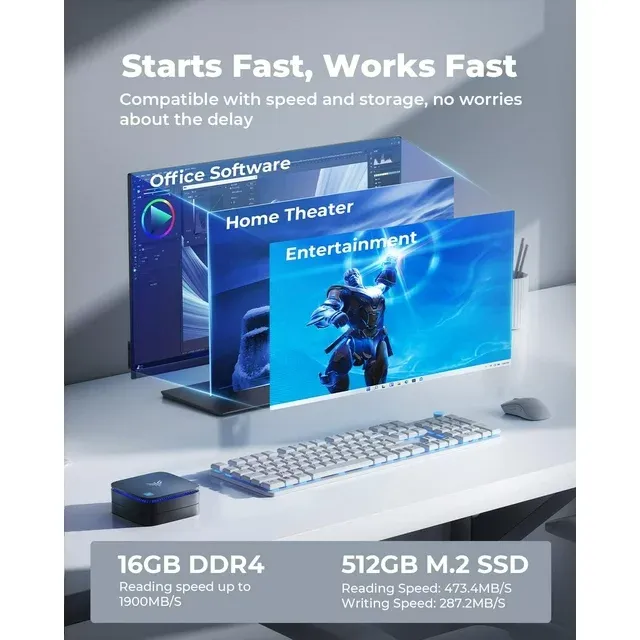 KAMRUI Mini PC Intel 12th Gen N95 3.4GHz 16GB /512GB Windows 11 pro Tower Support 4K UHD Dual Wi-Fi