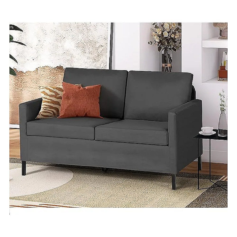 Linen Fabric Modern Small Loveseat Sofa Couch for Living Room
