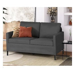 Linen Fabric Modern Small Loveseat Sofa Couch for Living Room