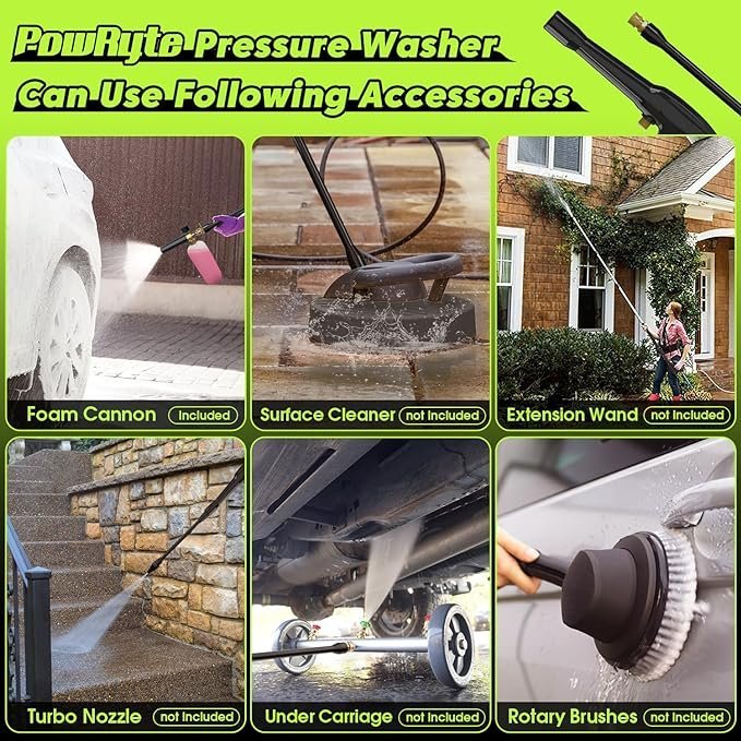 PowRyte Electric Pressure Washer, Foam Cannon