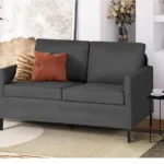 Linen Fabric Modern Small Loveseat Sofa Couch for Living Room